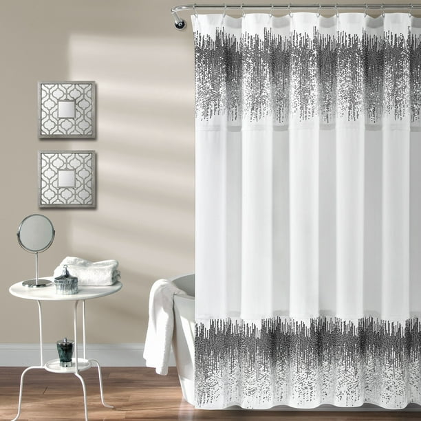 Sparkling Black & White Diamante Shower Curtain